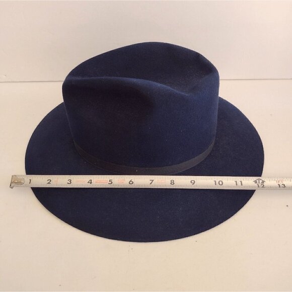 NWT Vintage Madcaps Womens Navy Blue Fedora 22" Diameter 100% Genuine Fur - Picture 12 of 12